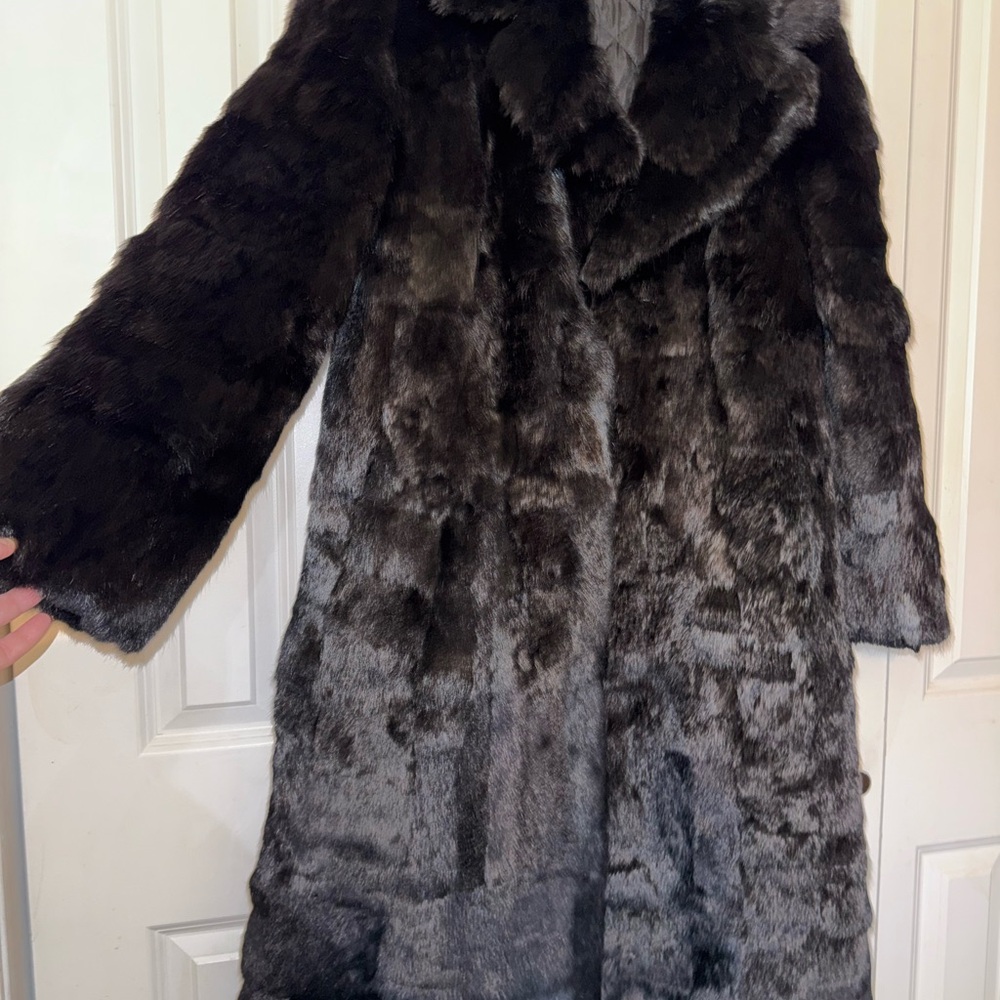 Elegant Black Quilted Fur Coat